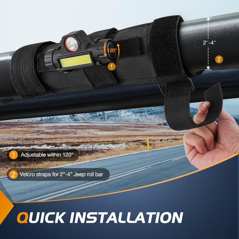 Nilight Dome Light w/Grab Handle Universal 2”- 4” Roll Bar