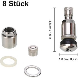 Metallventile, 8 Stück Autoreifen Ventil, Metall Stahlventile, Universal Felgenventile, für Reifen von Auto, LKW, Motorrad