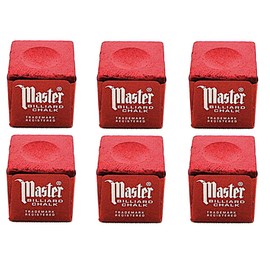 Master Set of 6 Red Billiard Pool Cue Chalk