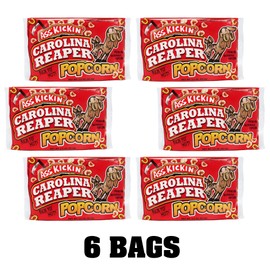 ASS KICKIN’ Carolina Reaper Pepper Microwave Popcorn – 6 Pack - Ultimate Spicy Gourmet Gift Popcorn - Makes a Great Movie Theater Popcorn or Snack Food - Try if you dare!