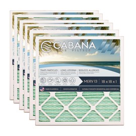 Cabana Filters 18x18x1 AC Furnace Air Filter, Merv 13 Capture Unwanted Particles, Pleated Furnace Filter HVAC AC Filters - Made in the USA - 6 Pack