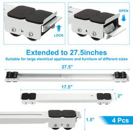 PATIKIL Appliance Rollers, Extendable Appliance Sliders with Wheels, Easily Move Washers, Dryers, Stove, Refrigerators, Mini Fridge, Kitchen Appliances and Furniture, White, 2pack