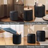 Round Ottoman with Storage Set of 2-Upholstered Sherpa Vanity Stool