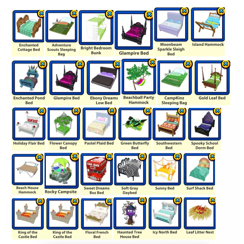 GANZ Webkinz virtual Beds - retired, promo, challenges, hard to