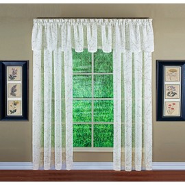Today's Curtain, Willow Faux Linen Print Panel 63", Ecru, 54" W x 63" L