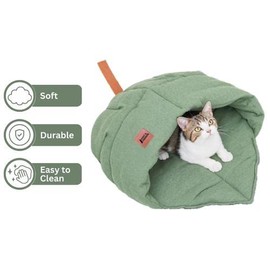 Scout & Friends Leaf Shape Pet Bed Warm Snuggle Cave for Cats and Small Dogs Machine Washable