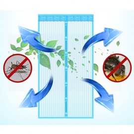 Choose 1 from 13 Types: Stick-On Magnetic Mosquito Net Curtain for Entrance Doors & Entryways (For Entrance) 120x210 Blue