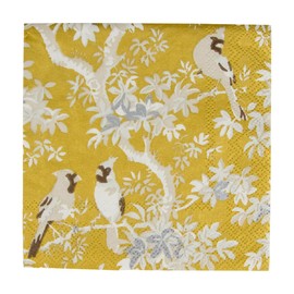 Caspari Scenic Songbirds Gold & Ivory Cocktail Napkins - 20 Per Package, 4 Packs