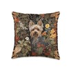 Yorkie or Silky Terrier William Morris Style Tapestry Throw Pillow
