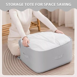 SANHIGHEND 2024 New Upgrade Compressing Bag, Ultra Space-Saving with Zip, Self-Compression Organiser, for Duvets, Clothes, Bedding, Dustproof (Grey, L (54 x 42 x 30 cm)