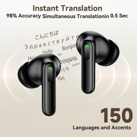 Language Translator Earbuds, Online Translation No Subscription Needed, 3-in-1 Translator Earphones 150 Languages & Accents & 8 Offline Translation Packs Active Noise Cancellation,Transparency