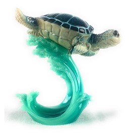 Ain’t It Nice Sea Turtle Statue On Wave Marine Coastal Ocean Beach Decor Sea Turtle Gifts Figurine Beach Room for Home and Office Collectible Sculpture, Blue 4.5(L) 5(W) 5(H) Inches