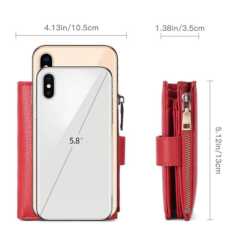 GAEKEAO Small Wallets for Women Leather RFID Blocking Bifold Zipper