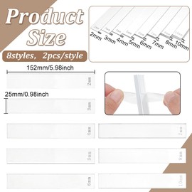 BENECREAT 14Pcs Polymer Clay Depth Guide, 2/3/4/5/6/7/10mm Clear Clay Roller Guide, Acrylic Polymer Clay Tool Set, Mudboard Tools for Pottery, 6x1 Inch