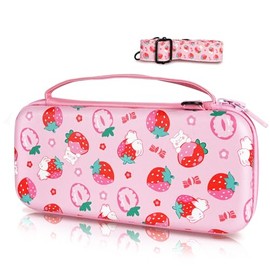 TIKOdirect Carrying Case for Switch  OLED, Cute Travel Bag in Pretty Pattern Design of Pink Interior with an Adjustable Shoulder Strap, Pink