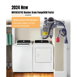 Maigoo WH11X34742 Washer Drain Pump Replacement Parts For Frigidaire Washing Machine,Replaces WH01X28078 4980769 AP7192541 PS16729517 EAP16729517,120V 60Hz 0.95A