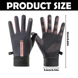 MXHBSTP Waterproof Gloves, Cycling Gloves, Touchscreen Running Gloves Warm Winter Gloves for Men And Women, Hiking Gloves for Football/Mountain/Biking/Cycling/Rugby/Running/Hiking (Women-Gray pink)