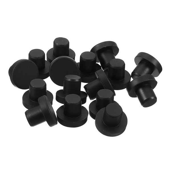 QUARKZMAN Pack of 32 Black Rubber Stoppers, 9 mm Plug