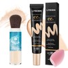Hydrating CC Cream with Makeup Sponge,Waterproof Flawless Concealer Full Coverage