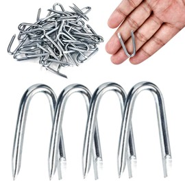 Steel Wire Fencing Staples 50Pcs Galvanized U Shaped Nails 1-1/4'' for Wire Mesh & Woven Fencing, Fence Post
