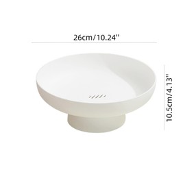 LONG XIN SERIES 1PCS Fruit Bowl with Draining Holes Fruit Basket White Pedestal Bowl for Home Décor Kitchen Countertop Centerpiece Round Large Bowls Bread Fruit Trays Salad Dessert Display Trays