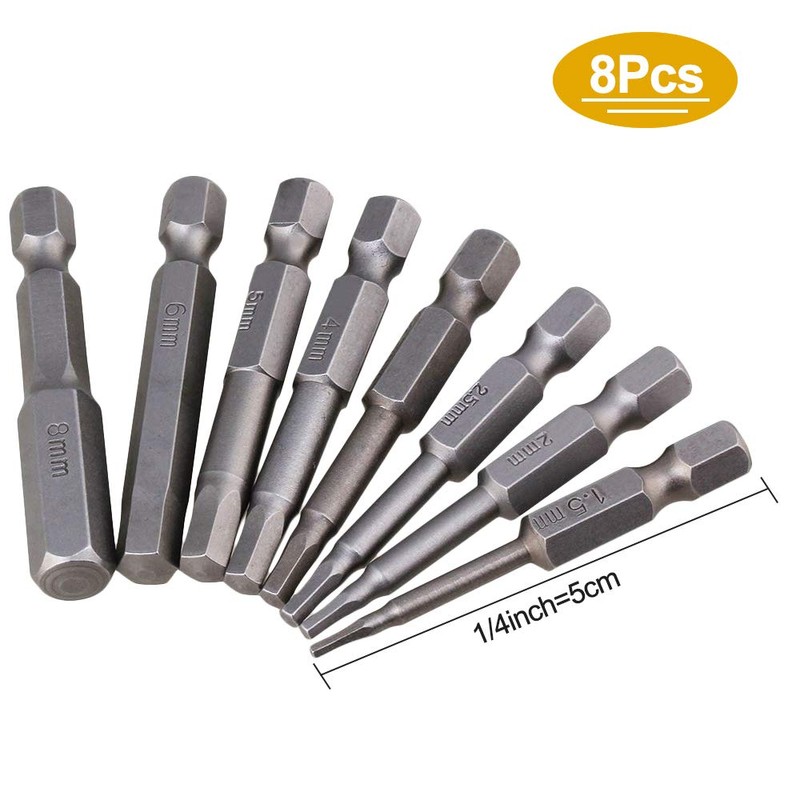 CODIRATO 8 PCS Hex Shank Magnetic Screwdriver Bits, Inner Hexagon