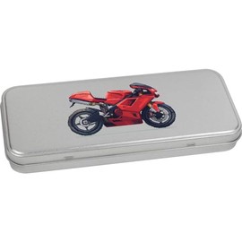 'Motorbike Pixel Art' Metal Hinged Stationery Tin/Storage Box (TT00235489)