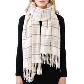 Clothirily Winter Scarf for Women - Womens Warm Pashmina Shawls and Wraps for Evening Dress Super Soft Winter Fashion Tassel Plaid Scarves Ladies Gifts