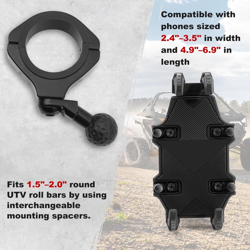 Esploratori UTV Phone Mount, Heavy Duty Aluminum Alloy SXS Cell