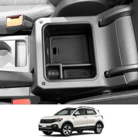 CDEFG Kompatibel mit VW T-Cross T Cross 2018-2023 2024 Mittelkonsole Armlehne Aufbewahrungsbox Multifunktionaler Aufbewahrung Auto Center Console Organizer Tray T Cross Zubehör (Schwarz)