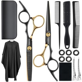 Tijeras para Cortar Cabello Profesional, 15 Piezas Tijeras Barberia, Profesional de Tijeras Peluqueria de Barbero, Kit de Corte de Cabello para Mujeres, Para Hogar/Sala de Belleza/Barbería