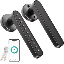 Smart Door Knob with Keypad Keyless Entry Door Lock Keypad Door Lock with Handle Code Door Locks for Bedrooms，Home, Office, Hotel, 3 in 1 Keys/Code/Tuya App