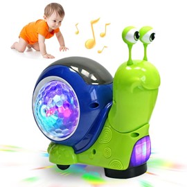 Luminous Snail Toy,Snail Toy for Baby,Electric Snail Crawling Toy,Light up + Music + Crawling Snail Baby Toy,Happy Hour, Great Atmosphere(Green)