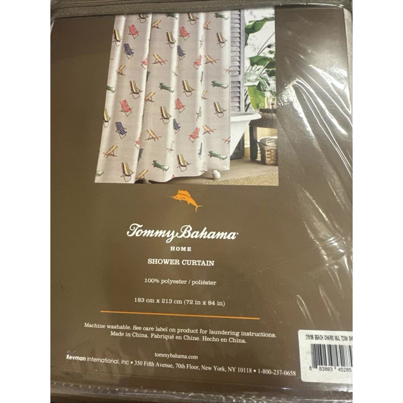 Tommy Bahama Shower Curtain Beach Chair Coastal Vibes NEW