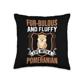 Pomeranian dwarf spitz small spitz dog design idea Fur-Bulous and Fluffy Life with a Pomeranian Throw Pillow, 16x16, Multicolor