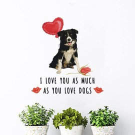 I Love You As Much As You Love Dog Wall Decal Vinyl Love Mails Valentine's Day Dog Mural Decal Wall Art Decor American Pit Bull Terrier Wall Decor Vinyl Decals for Kitchen Dining Baking Room