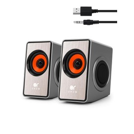 OROW PC Speakers, Mini Computer Speaker for PC with Bass Diaphragm,12W Desktop Speakers, USB Powered,3.5mm Aux Output Laptop Speakers(Silver)