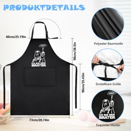 GOTRUST Pack of 2 BBQ Aprons for Men, Black Cooking Apron Men, Waterproof Adjustable BBQ Aprons with Double Pocket, Personal BBQ Gift for Chef Husband Father's Day, black