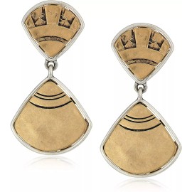 The SAK Gold & Silver Fan Double Drop Earrings nwt #SAK99