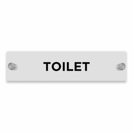OptiV Clear Acrylic Toilet Sign – 250 x 60mm by ViroDisplay® – 5mm Clear Acrylic – Silver Satin Standoff Fixings