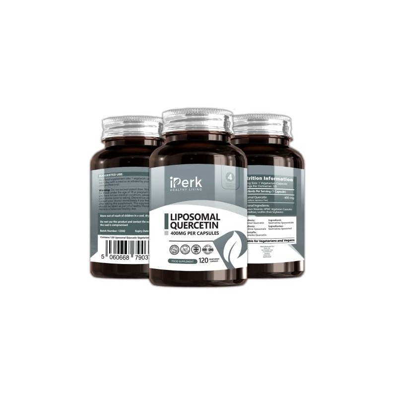iperk Liposomal Quercetin Supplement 400mg | 120 High Strength Vegetarian