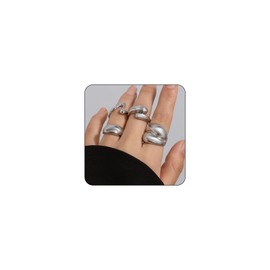 FloralGrace 5 Piece Chunky Silver Ring Set for Women, Vintage Rings, Silver Jewellery with Fine Hollow Engraving, Joint Finger Stackable Rings, Chic Silver Rings