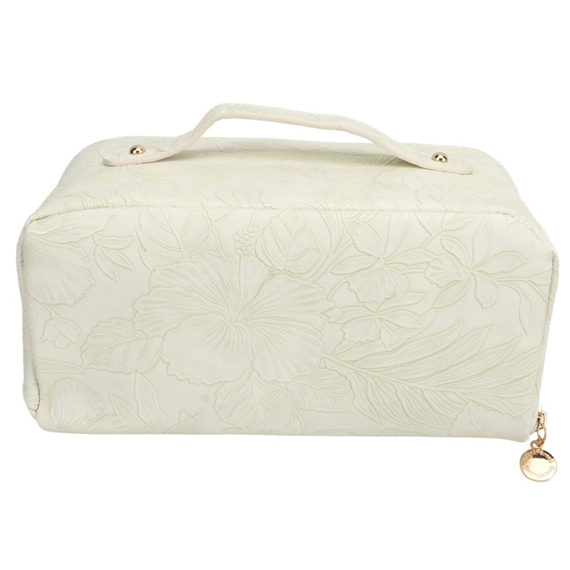 Makeup Cosmetic Bag Large Capacity Embossed Pattern Multifunctional Divider PU