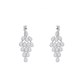 Luxury Peacock Cubic Zirconia Dangle Drop Earrings for Women Dainty S925 Sterling Silver Post Stud Clear CZ Animal Tassel Statement Dangling Lightweight Earring Birthday Wedding Jewelry for Her,