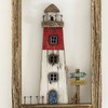Framed Coastal Lighthouse Wall Decor Rustic Wood Hanging Rectangle Nautical