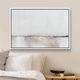 SIGNLEADER Framed Canvas Print Wall Art Grunge Pastel Watercolor Collage Abstract Shapes Digital Art Modern Art Decorative Multicolor Zen Minimal for Living Room, Bedroom, Office - 24"x36" White