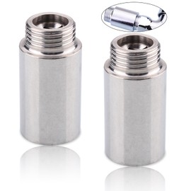 Set of 2 Tap Extension Stainless Steel 1/2 Inch x 50 mm, 1/2 Inch Female x 1/2 Inch Male Thread, DN15 Thread Extension, 50 mm Stainless Steel Extension Fitting, Connection Extension for Heating and