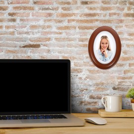 HOLIDYOYO Oval Wooden Picture Frame for Hanging on the Wall Decorative Picture Frame for Home Office 17 8 cm