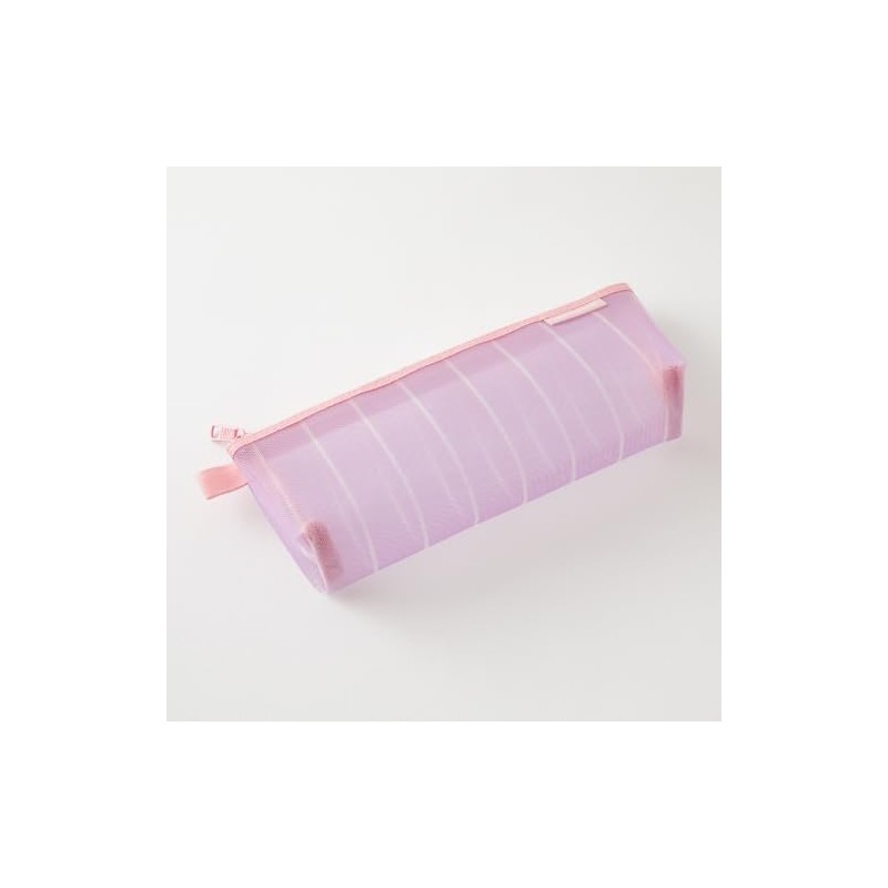 Midori 41849006 Mesh Pencil Case, Gusset, Striped Pattern, Purple