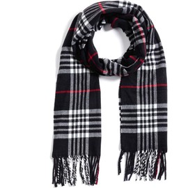 Classic Cashmere Feel Winter Scarf Super Soft Collection (BLACK PLAID)